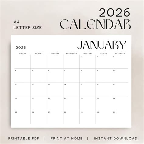 2026 Monthly Calendar 2026 Planner Landscape Groovy Wall Calendar