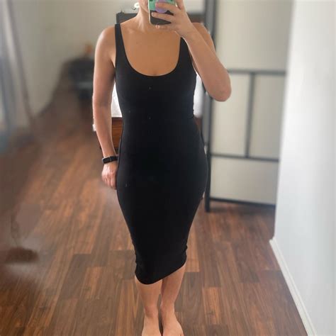 Naked Wardrobe Black Midi Dress Small Scoop Front Depop