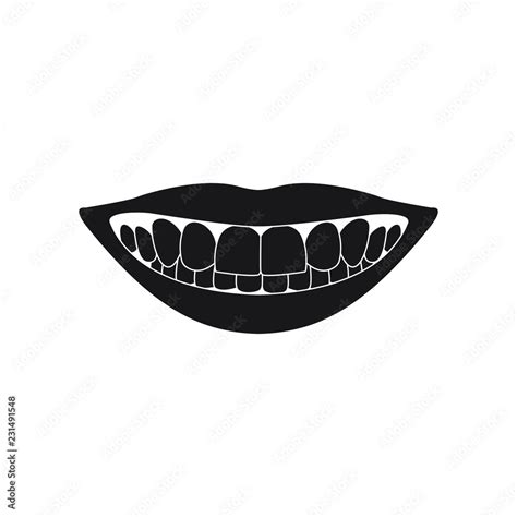 mouth with teeth black silhouette on white background Stock Vector | Adobe Stock