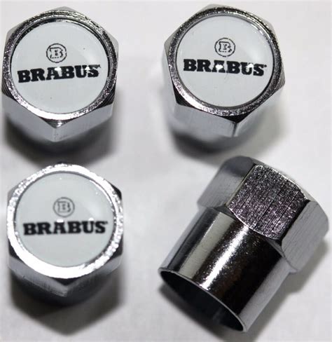 Brabus White Tire Valve Stem Caps Plus Free Extra Cap