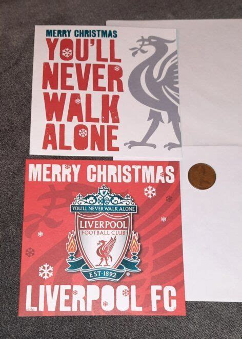 2 Christmas Cards Liverpool Football Club Festive Greetings Lfc Never Walk Alone Ebay