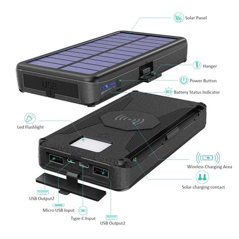 2021 New Waterproof Solar Power Bank 20000mah 40000mah Outdoor Wireless ...