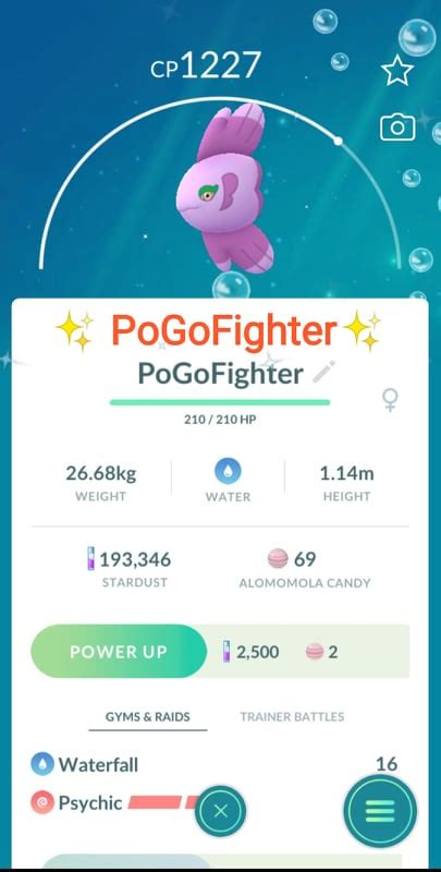 Pok Mon Go Shiny Alomomola Mini Account Read Describe Pogofighter