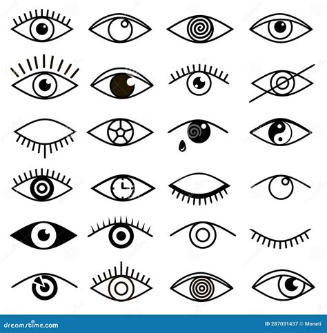 Eye Icons Open And Closed Human Eyes Vision And View Signs Shapes