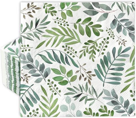 Amazon AnyDesign 80 Pack Eucalyptus Leaves Paper Napkins Greenery