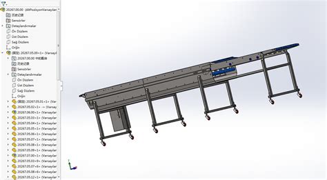 伸缩传送带输送机3d模型图纸 Solidworks设计 Keryi