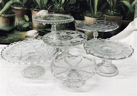 Victorian Pressed Glass Pedestal Cake Plates