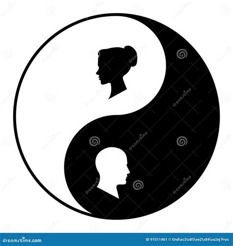 Yin Yang Male Female Symbols Vector Illustration