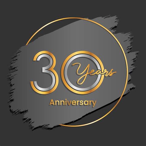 Logotipo del 30 aniversario Número de oro y plata Concepto de línea