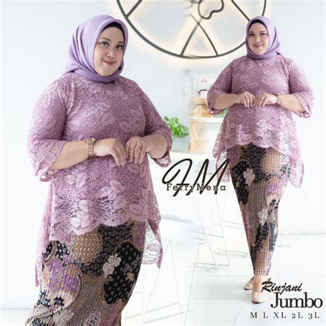 Jual Setelan Brokat Rinjani Jumbo LD 130 Kebaya Brokat Premium