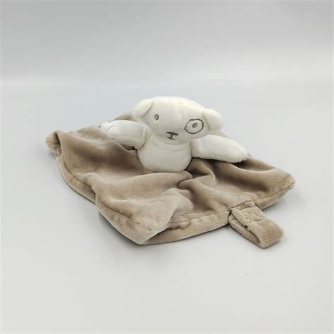 Doudou Plat Carr Ours Blanc Beige Cocard Absorba