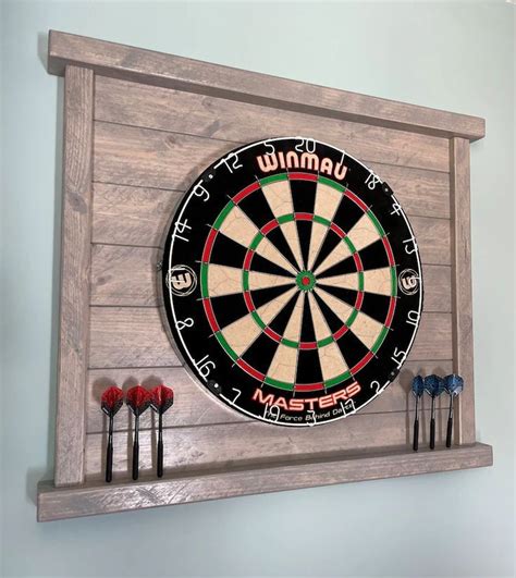 Handmade Solid Wood Rustic Dart Board Surround Silver Grey Wax Frame