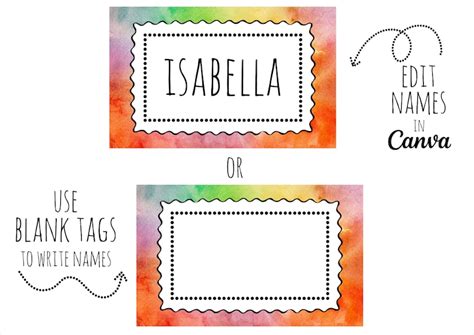 Classroom Name Tags Template Watercolor Editable Printable Classroom Labels Back To School Boho