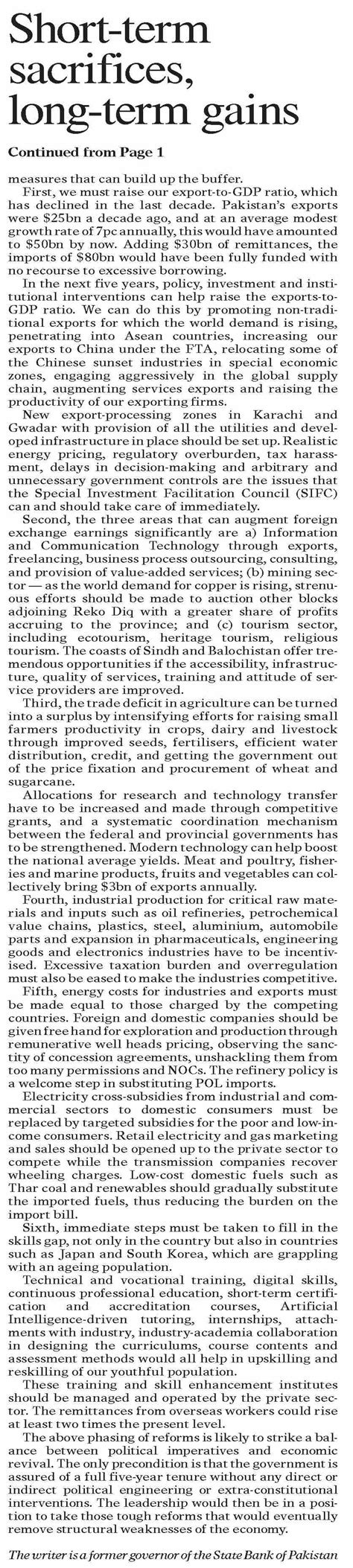 Dawn EPaper Mar 14 2024 Short Term Sacrifices Long Term Gains