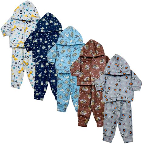 Kit 10 Peças de Roupa Infantil Inverno Bebê Menino 5 Conjuntos Soft