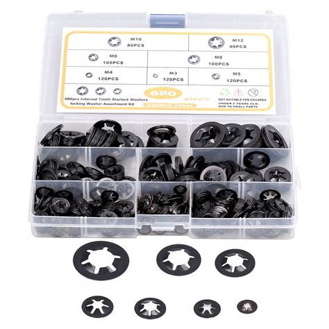 Pcs Starlock Washers Flat Locking Internal Tooth Assortment Kit