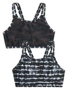 Athleta Girl Camo Tie Dye Reversible Bikini Swim Top New With Tags