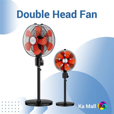 Stand Fan Heavy Duty Strong Wind Double Head 180W Kipas Angin Berdiri