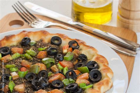 pizza with olives Stock Photo | Adobe Stock