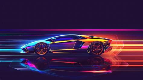 Lamborghini Aventador in Neon Lights | Premium AI-generated image