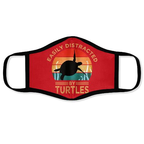 Easily Distracted By Turtles Vintage Funny Turtle Face Masks Sold By