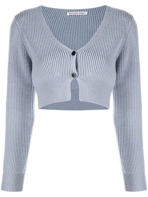 Alexander Wang Ribbed Knit Cropped Cardigan Farfetch Clothes