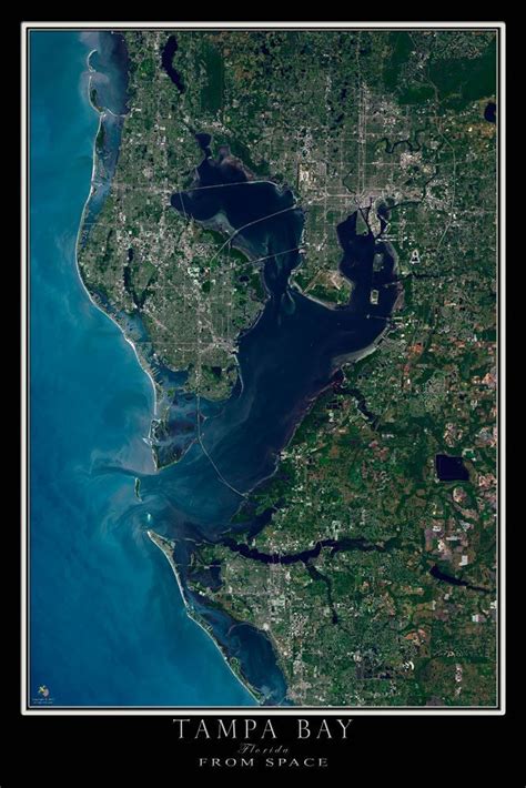 Tampa Bay Florida Satellite Poster Map | Tampa bay florida, South beach ...