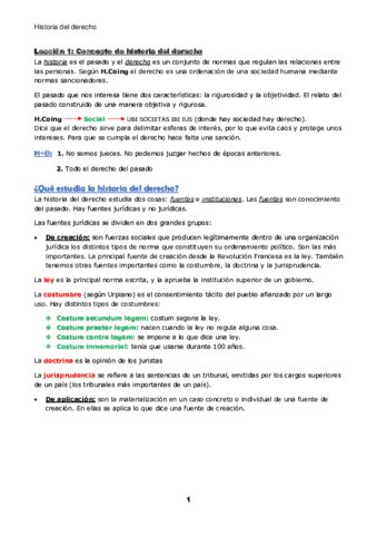 Historia Del Derecho Leccion 1 Concepto De Ha Del Derecho Pdf