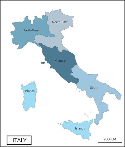 Map of Italy with Highlighted Regions