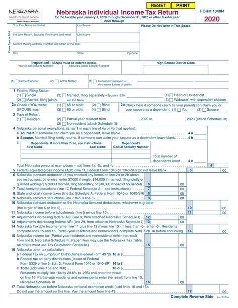 Fillable Nebraska State Income Tax Forms Printable Forms Free Online