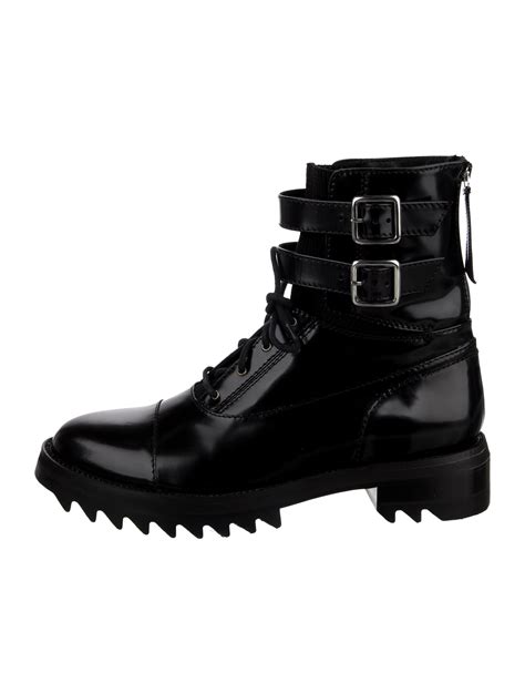 Tamara Mellon Patent Leather Combat Boots Black Boots Shoes