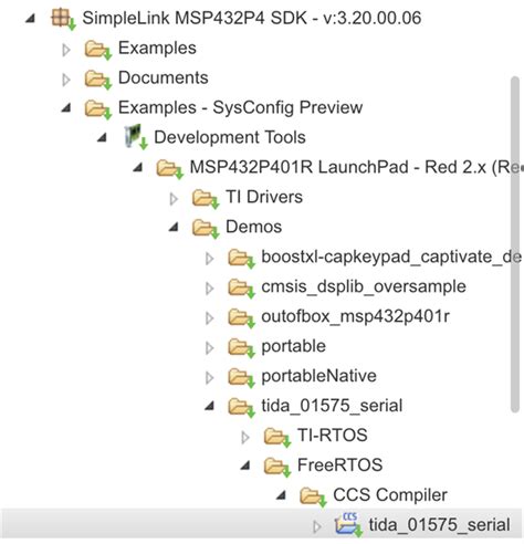 CCS MSP432P401R Referenced Project Freertos Builds MSP EXP432P401R