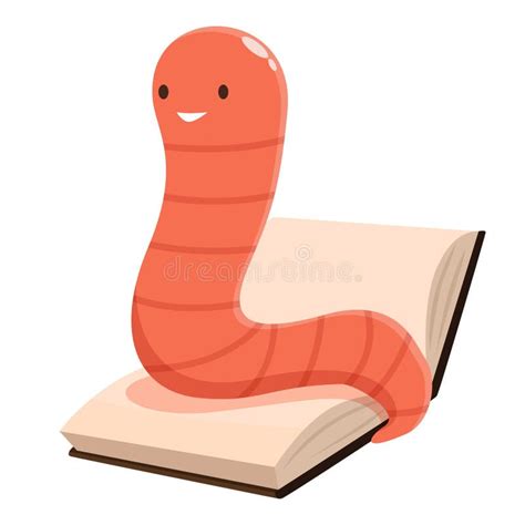 Happy Worm Reading A Book Cartoon Illustration Stock Illustration