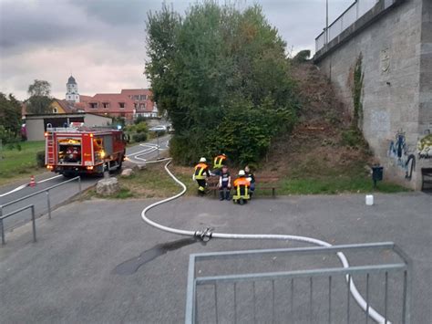 Einsatz Bung Brand Bauwagen Feuerwehr Winterhausen