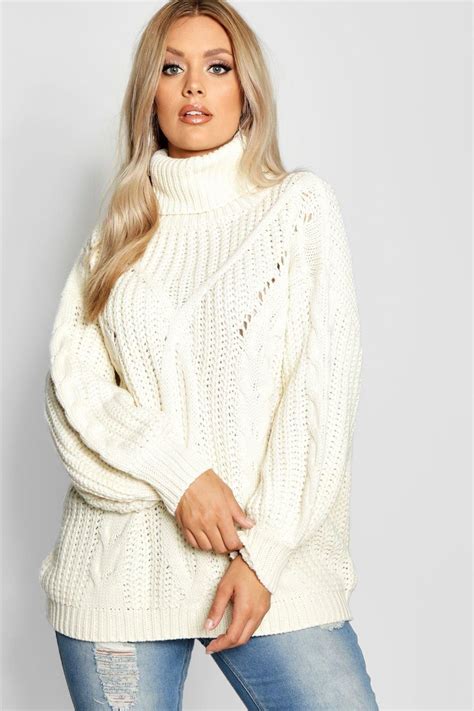 Click Here To Find Out About The Plus Roll Neck Oversized Cable Knit