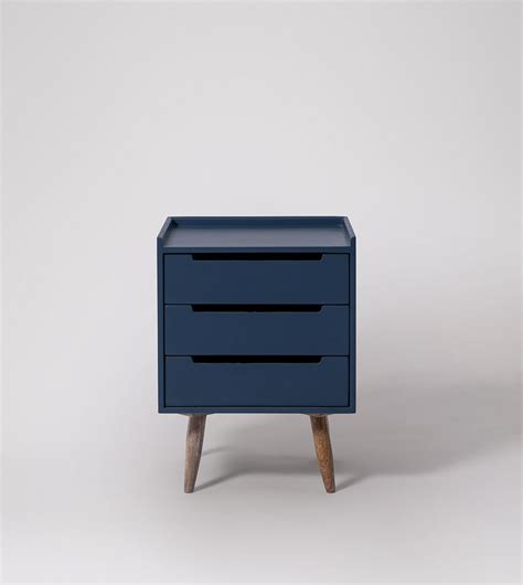 Southwark Mid Century Scandi Bedside Table In China Blue Natural Oak