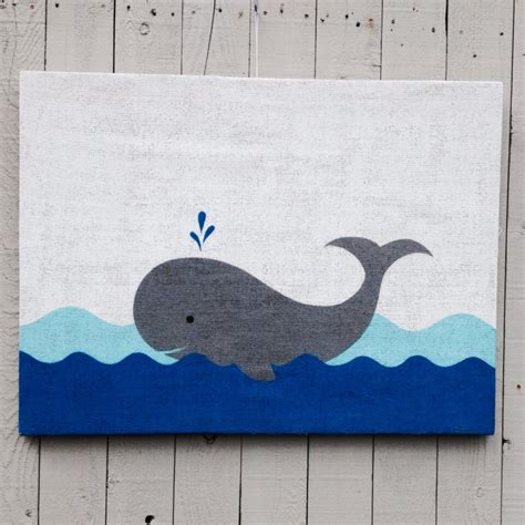 Baby Whale Nursery Art Large Original Design on Upcycled