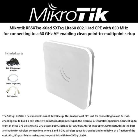 Mikrotik RBSXTsq 60ad SXTsq Lite60 802 11ad CPE Point To Multipoint 60 GHz