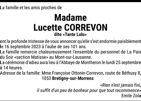 Lucette Correvon Hommages