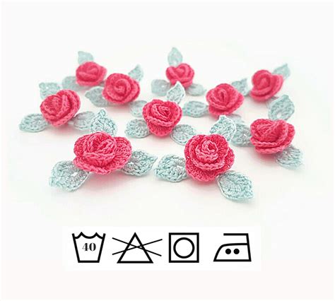 Pink Crochet Mini Rose Applique Crochet Flowers Pink Flower - Etsy