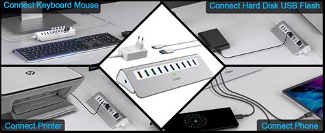 Hub USB Alimentato 10Gbps Hub USB 3 1 Gen 2 A 10 Porte Con 7 Porte