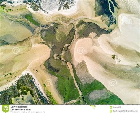 Aerial View Of Unique Ria Formosa In Fuseta Algarve Portugal Stock