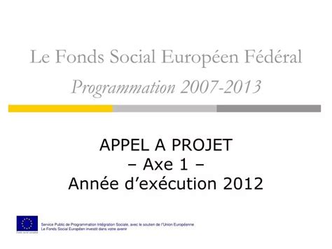 Ppt Le Fonds Social Europ En F D Ral Programmation