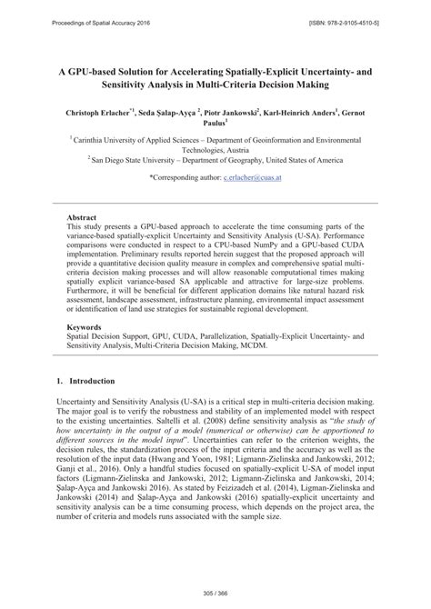 Pdf A Gpu Based Solution For Accelerating Spatially Explicit Uncertainty And Sensitivity