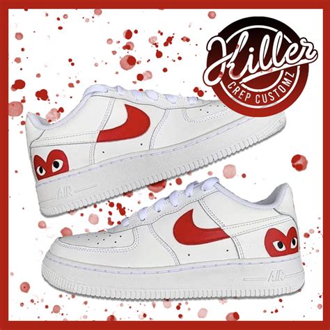 Custom Nike Air Force 1 Cdg Heart V2 Killer Crep Customz