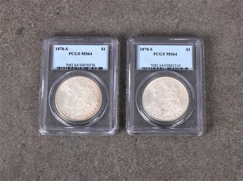 Lot Numismatist Interest Two X 1878 S Morgan Dollars PCGS Graded