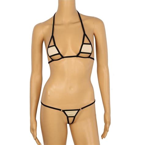 Femme Micro Bikini Sexy Maillots De Bain Mini Soutien Gorge Avec G