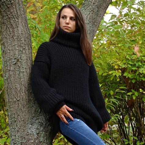 Xxxl Available Strands Black Mohair Sweaterhand Knit Etsy Soft Wool