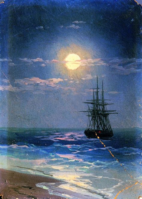 Seascape At Night Painting Ivan Constantinovich Aivazovsky Oil Paintings