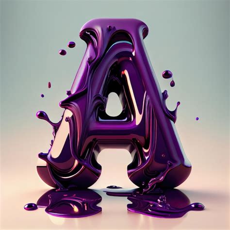 Premium Photo Letter A With Purple Liquid On The Alphabet On Minimal